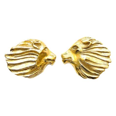 yves saint laurent lion earrings|EARRINGS AND NECKLACES .